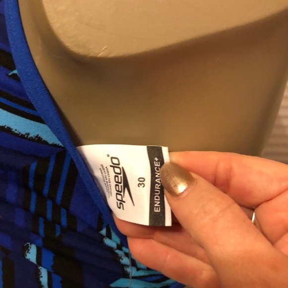 Speedo Endurance+ blue angles freeback swimsuit one piece - Picture 6 of 12